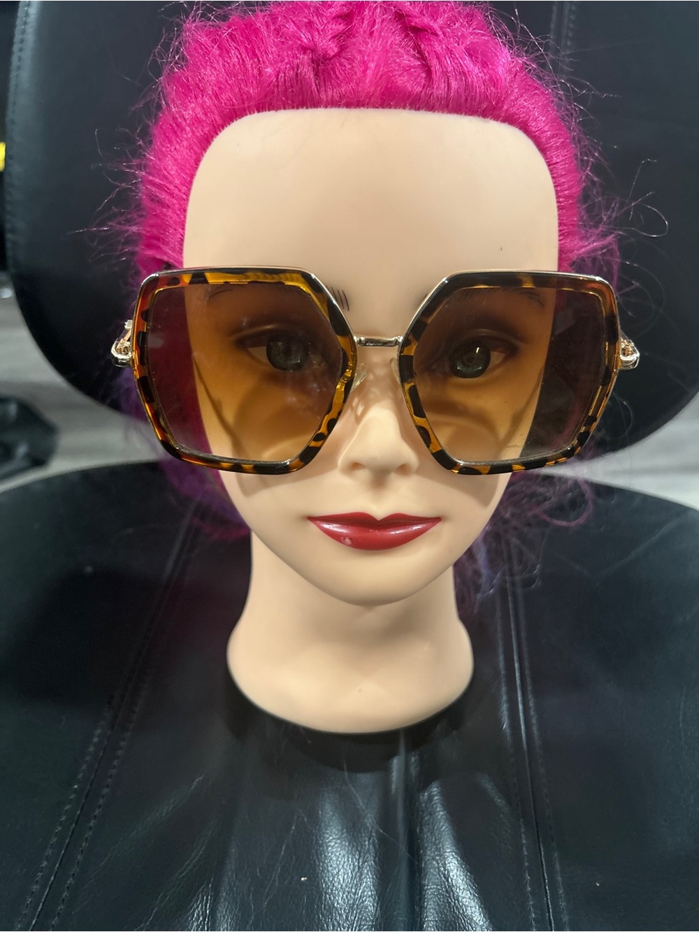Tortoiseshell Oversized Square Sunglasses - Brown Lenses